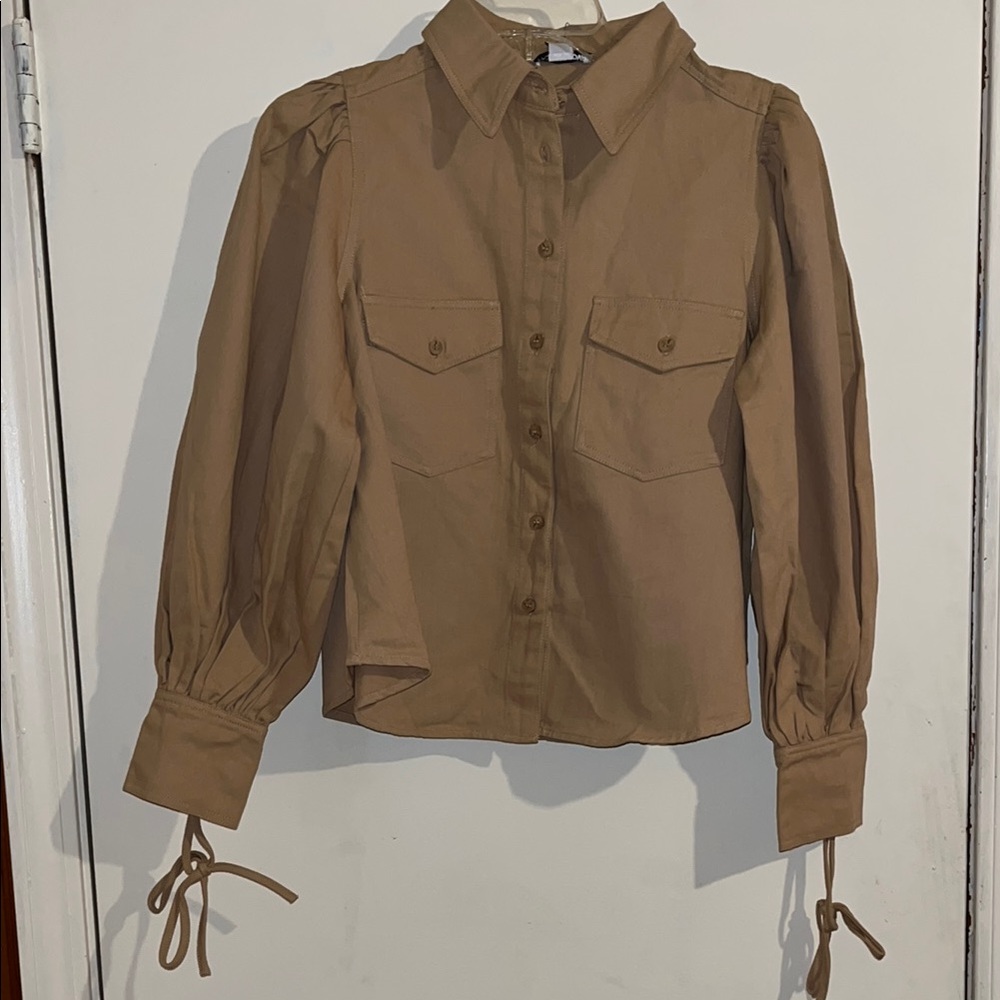 Fashion Nova Brown Button Down Shirt
